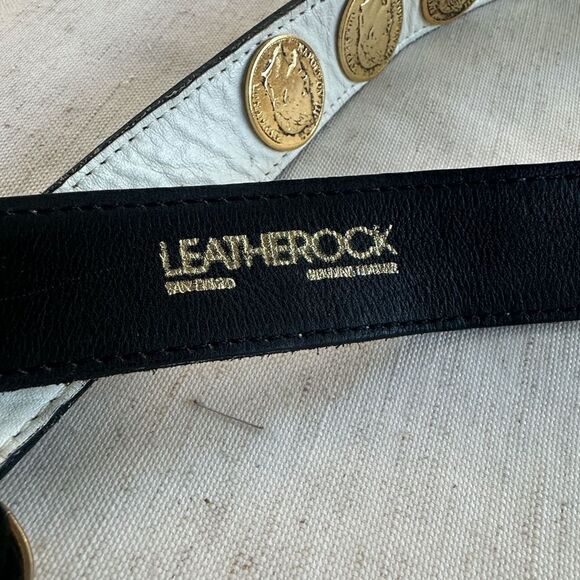 Leatherrock White Leather Coin Finished Statement Belt S